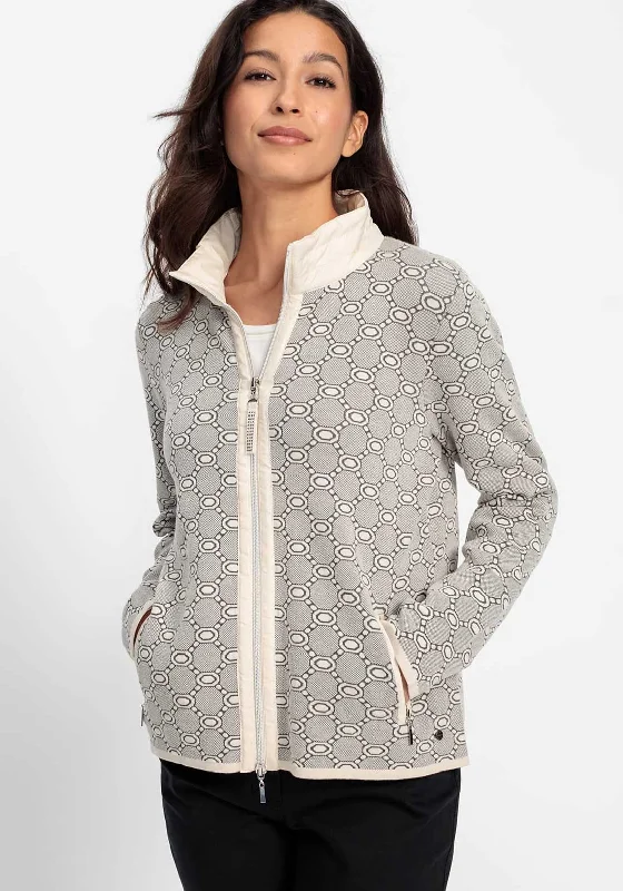 Olsen Geometric Print Zip Up Jacket, Grey Women's puffer jackets