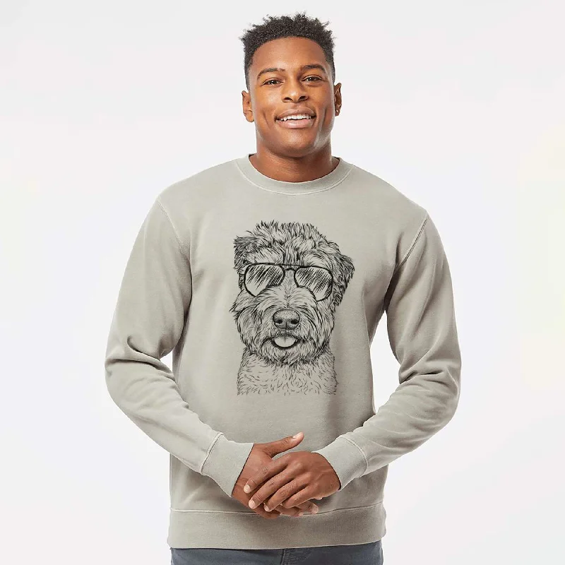 Aviator Milton the Soft Coated Wheaten Terrier - Unisex Pigment Dyed Crew Sweatshirt Winter Hoodie Sweatshirt