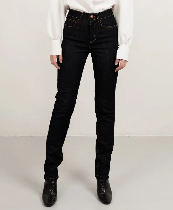 Long Denim Black & Tabacco Stitch