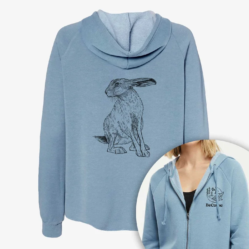 Black-tailed Jackrabbit - Lepus californicus - Women's Cali Wave Zip-Up Sweatshirt Simple Hoodies for Women