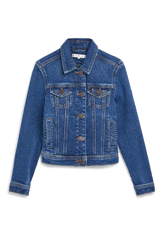 Tommy Hilfiger Girls Trucker Denim Jacket, Blue Women's running jackets