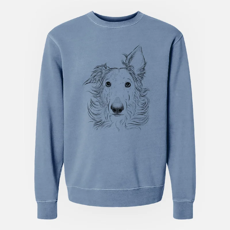 Bare Jasha the Borzoi - Unisex Pigment Dyed Crew Sweatshirt Casual Graphic Hoodies