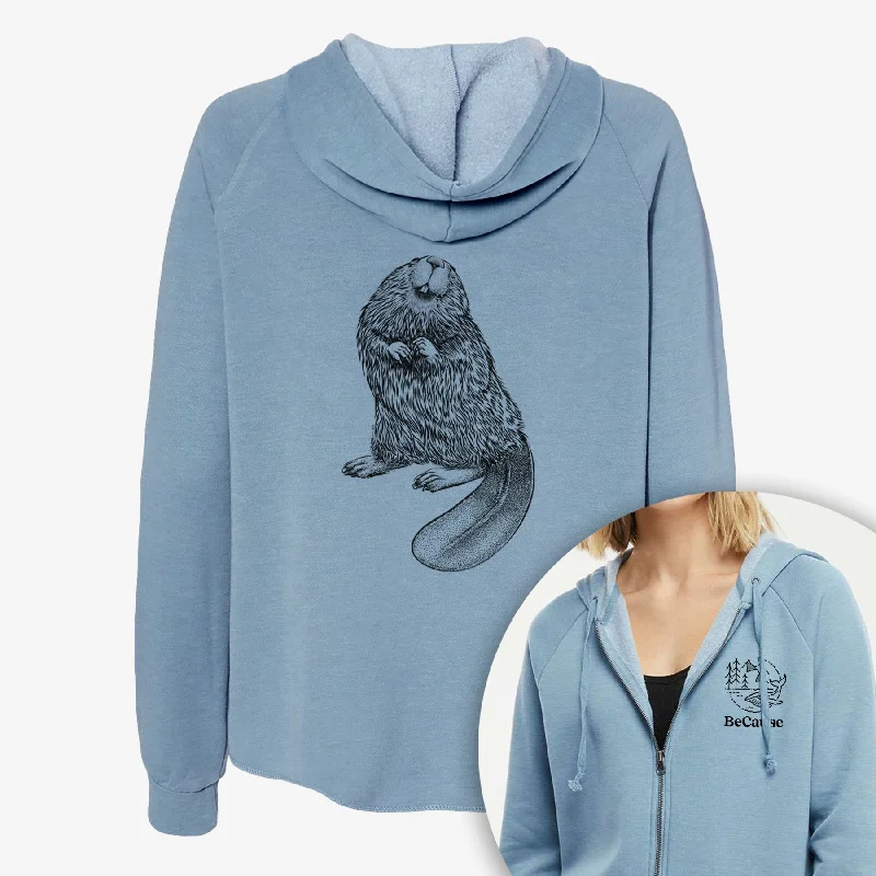 North American Beaver - Castor canadensis - Women's Cali Wave Zip-Up Sweatshirt Pullover Hoodie Sweatshirt Trend