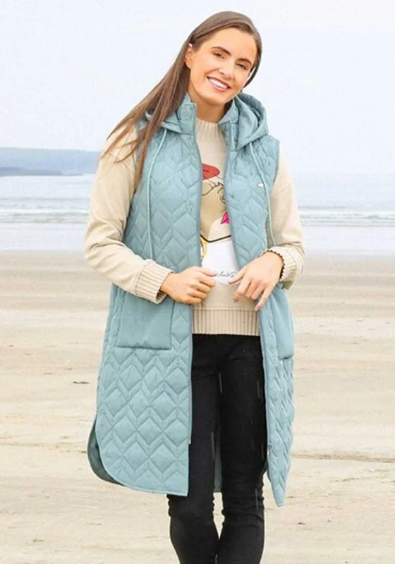 Rant & Rave Lorna Quilted Gilet, Sage Green Women's fleece jackets