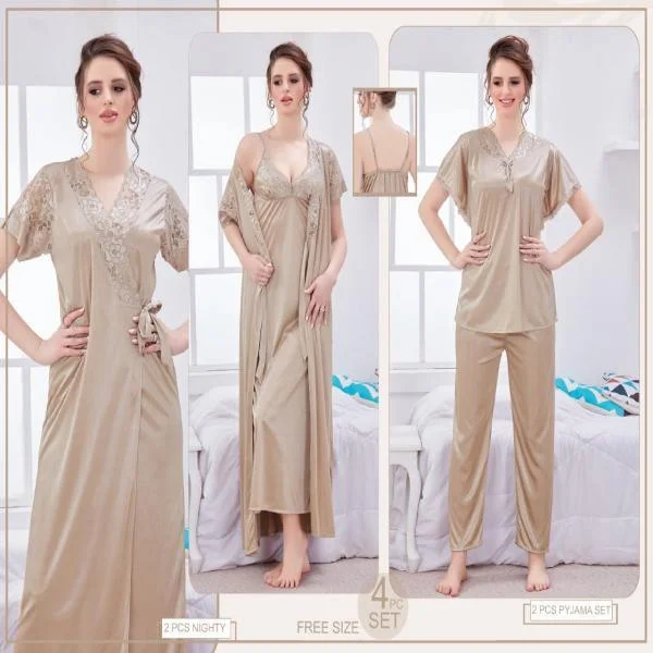 Ladies Bridal 4Pc Gown Nighty Set For Women Maternity pajama sets