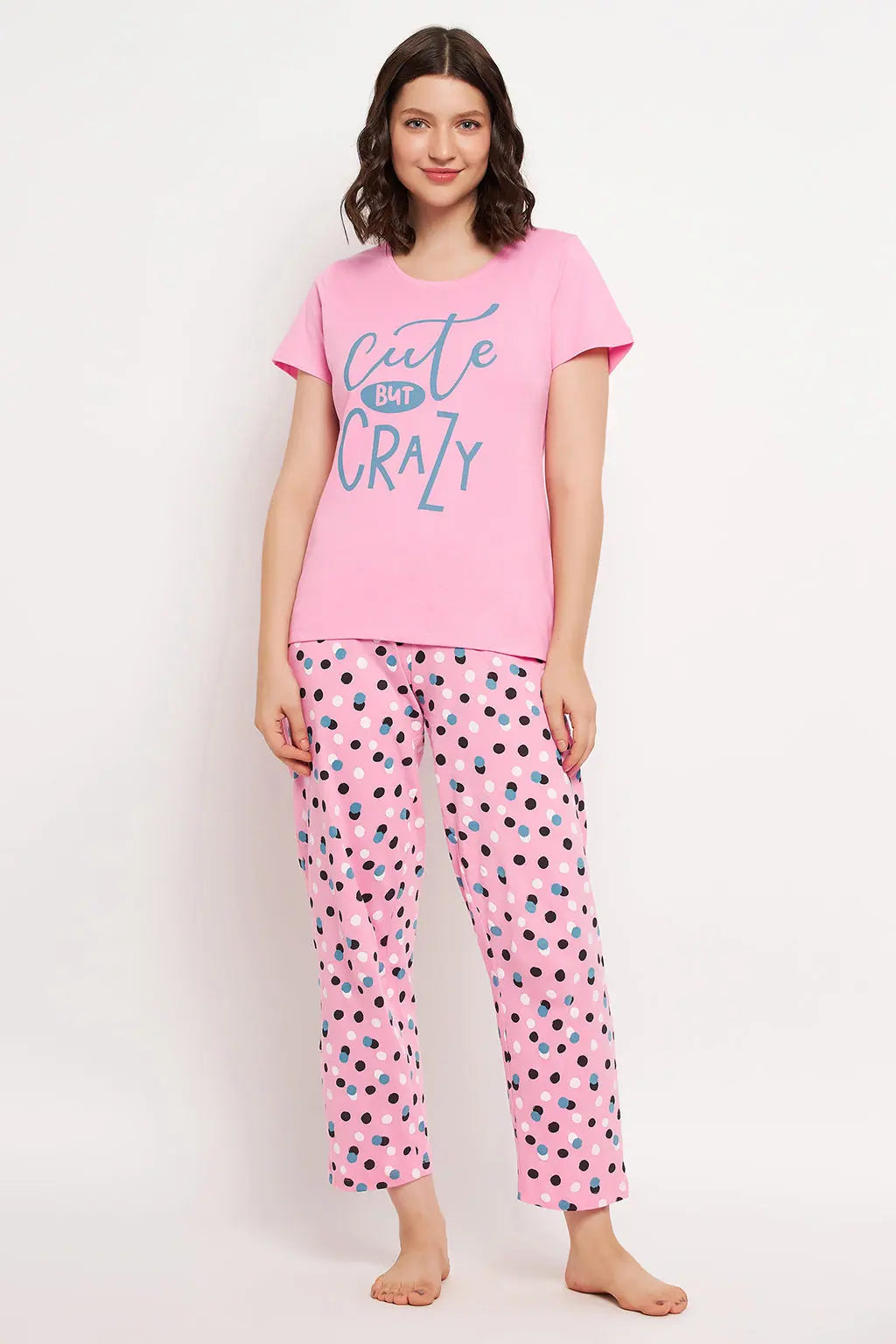 Print Me Pretty Top & Pyjama Set in Baby Pink - 100% Cotton Short sleeve pajama sets