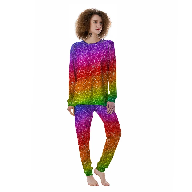 Artwork Rainbow Glitter Print Women's Pajamas Forever 21 pajama sets