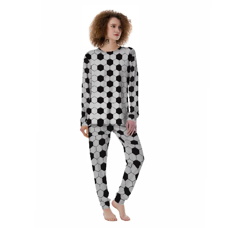 Texture Soccer Ball Print Pattern Women's Pajamas Bridal pajama sets