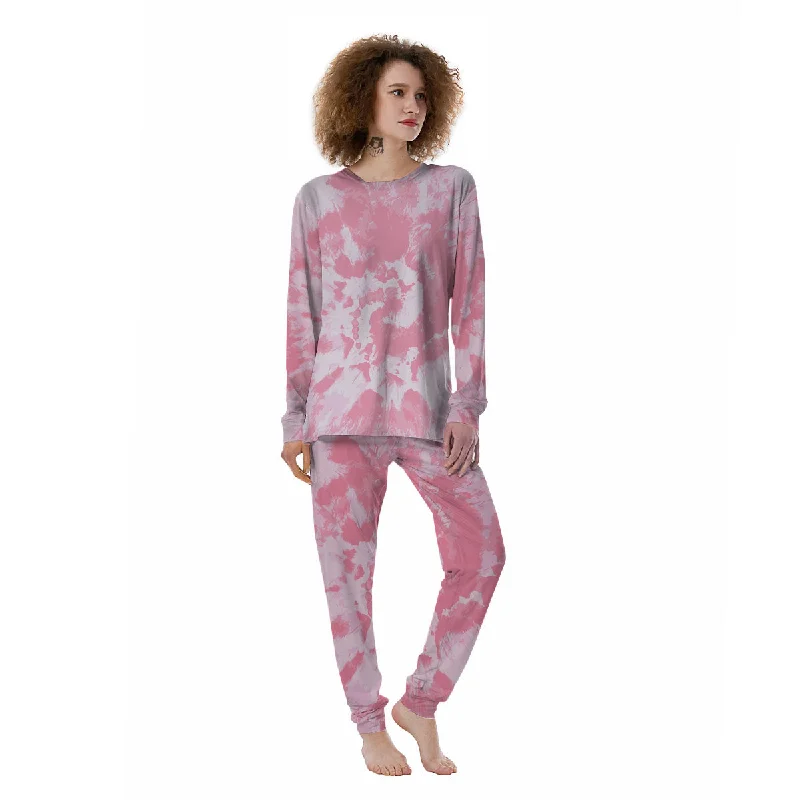 Tie Dye Pink Shibori Print Women's Pajamas Cooling pajama sets