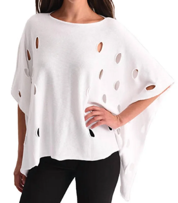 Cut Out Poncho In White Casual sweaters