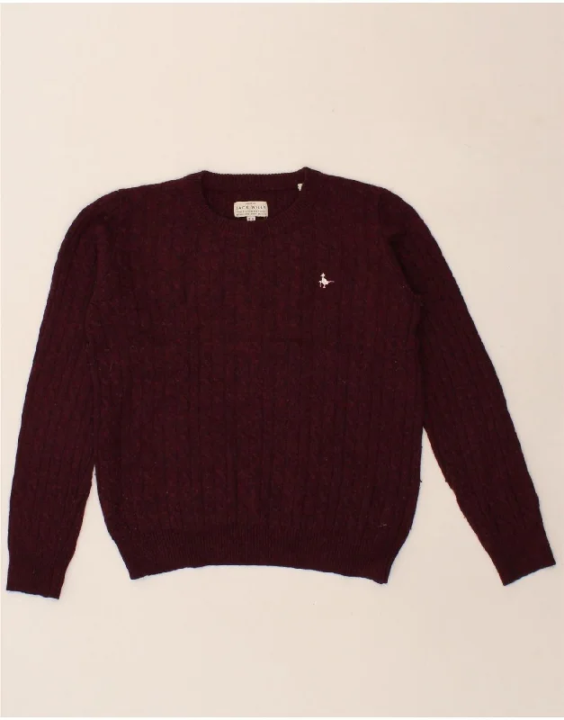 JACK WILLS Womens Crew Neck Jumper Sweater UK 12 Medium  Burgundy Date night sweaters