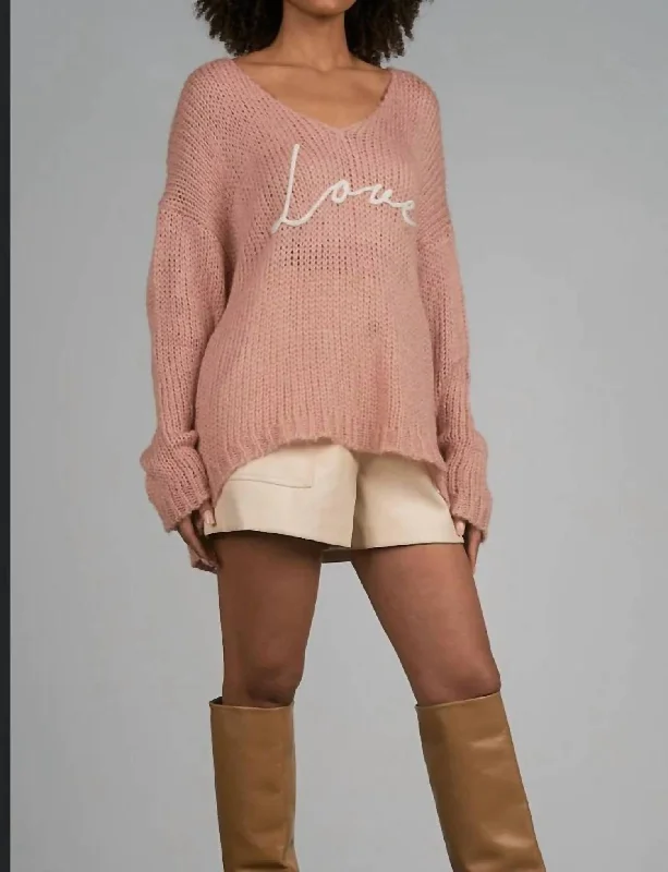 Love Script Sweater In Mauve Premium sweaters