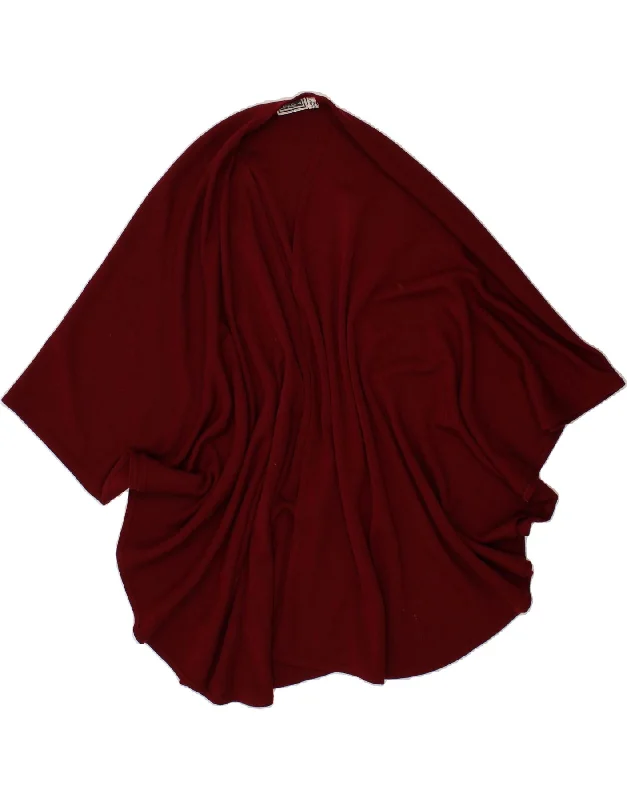 LUISA SPAGNOLI Womens Poncho Jumper One Size Burgundy Virgin Wool Moisture-wicking sweaters