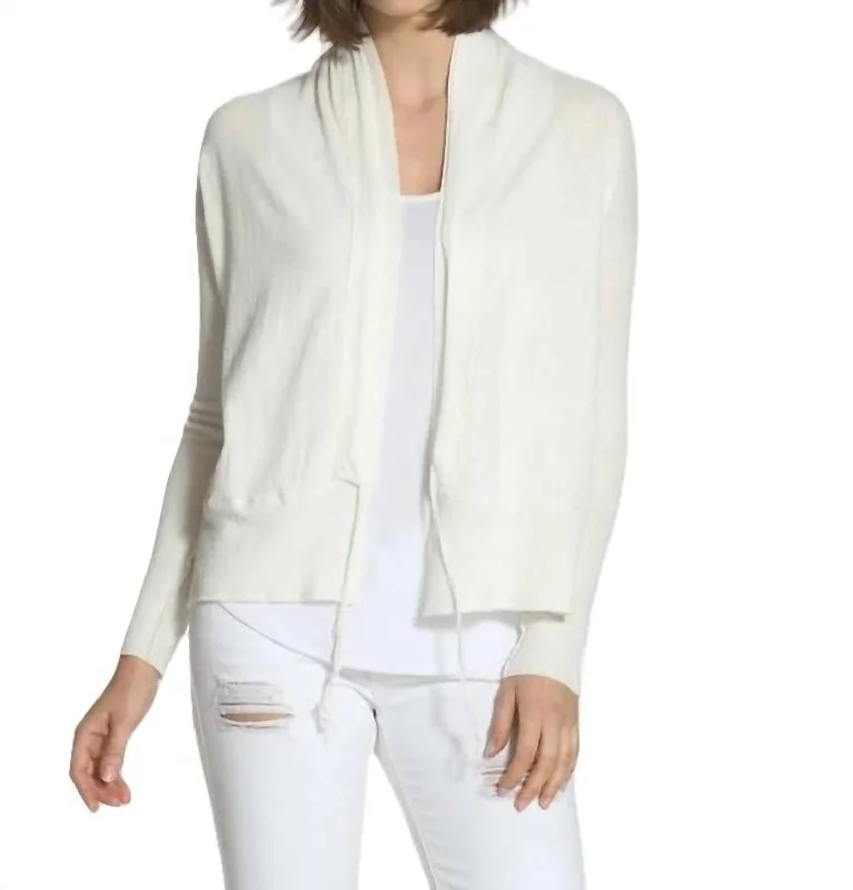 String Tie Cardigan In White Women's fashion sweaters sale