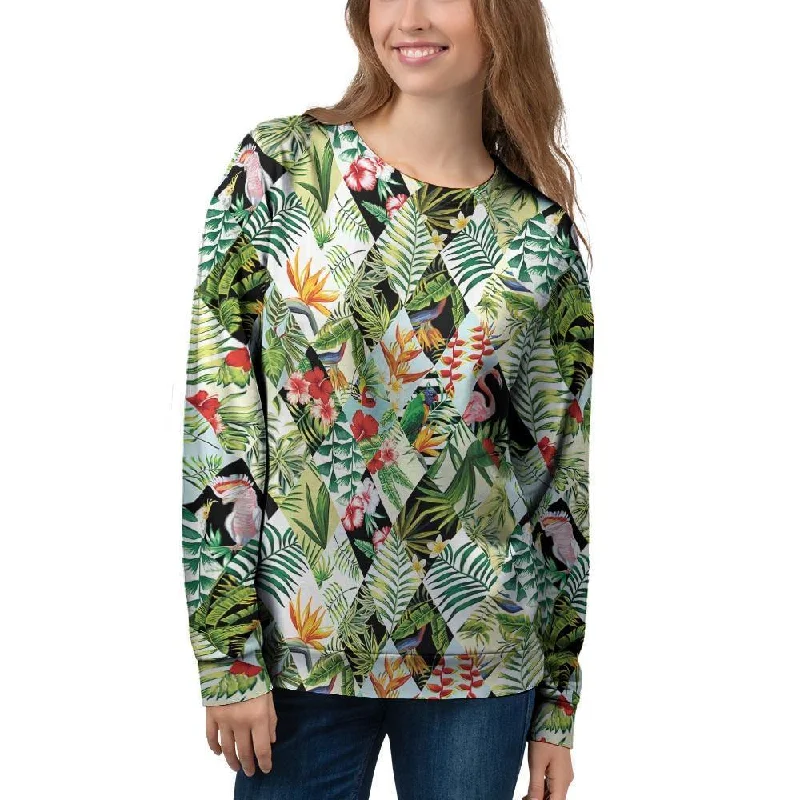 Tropical Bird Patchwork Print Women's Sweatshirt UV protection sweaters