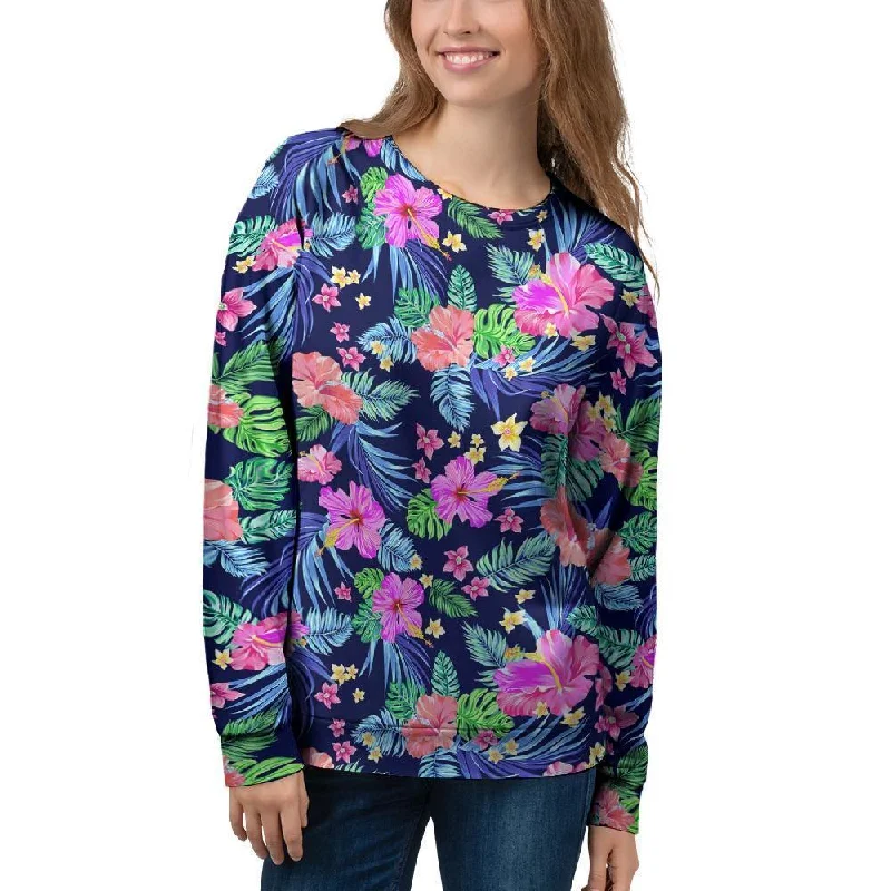 Tropical Exotic Flowers Hibiscus Hawaiian Print Women's Sweatshirt Wrinkle-resistant sweaters