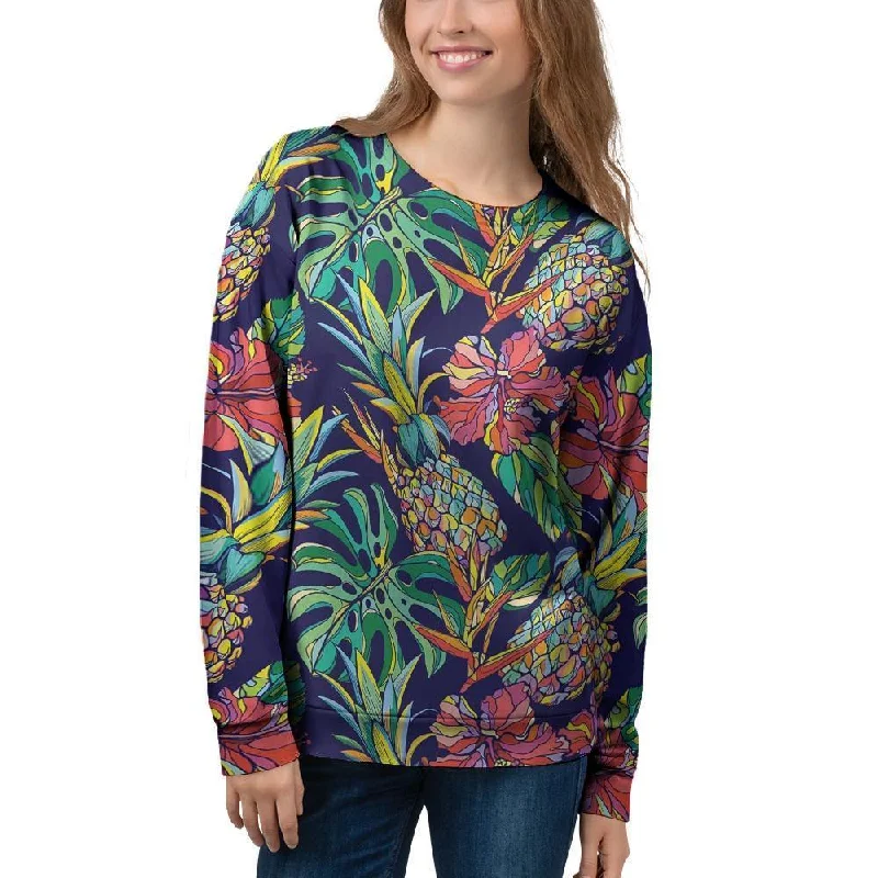 Tropical Floral Pineapple Print Women's Sweatshirt Columbia sweaters