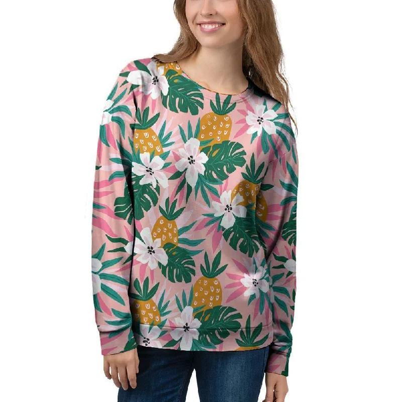 Tropical Flower Hawaiian Pineapple Print Women's Sweatshirt Classic sweaters