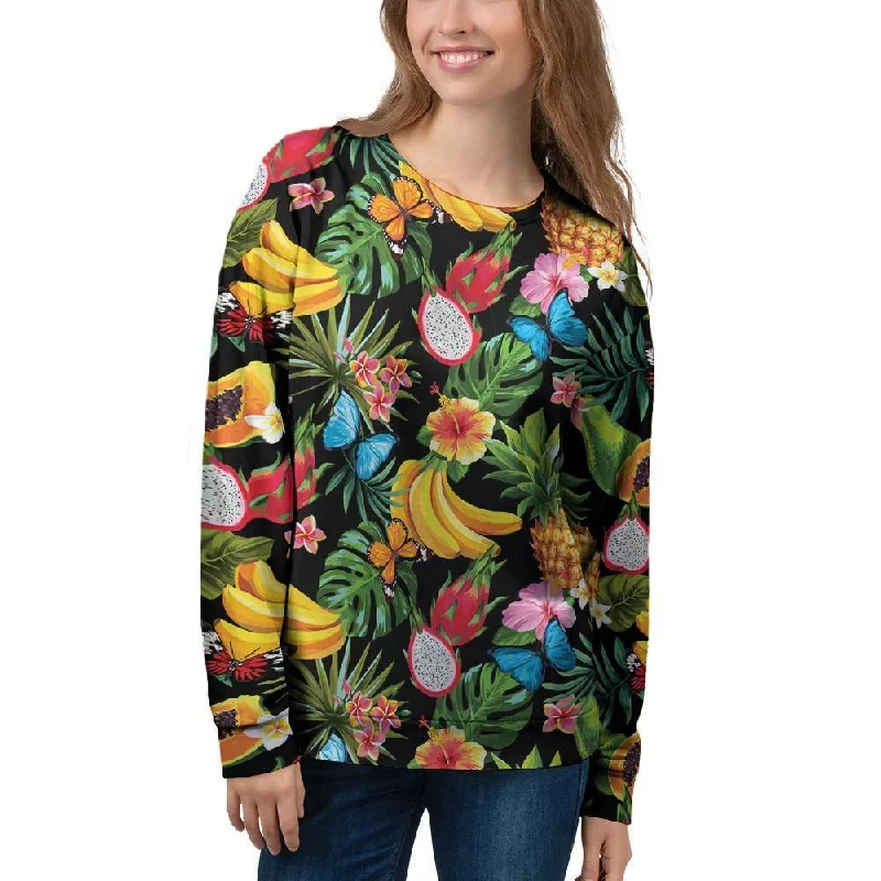 Tropical Fruit Hawaiian Print Women's Sweatshirt Minimalist sweaters