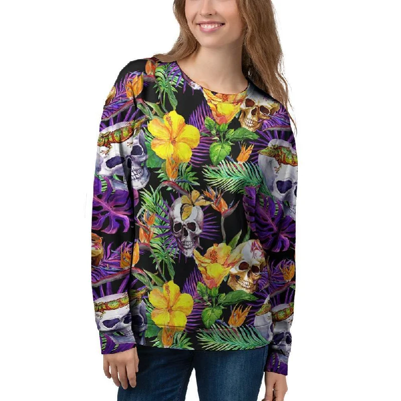 Tropical Hawaiian Skull Women's Sweatshirt Fall sweaters