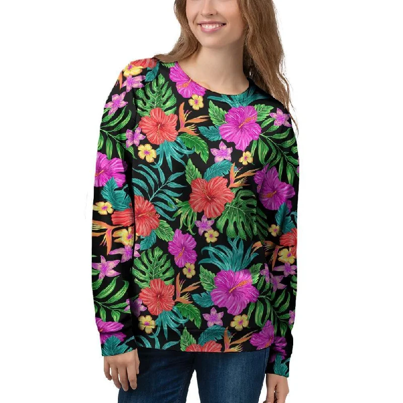 Tropical Hibiscus Floral Hawaiian Print Women's Sweatshirt Mohair sweaters