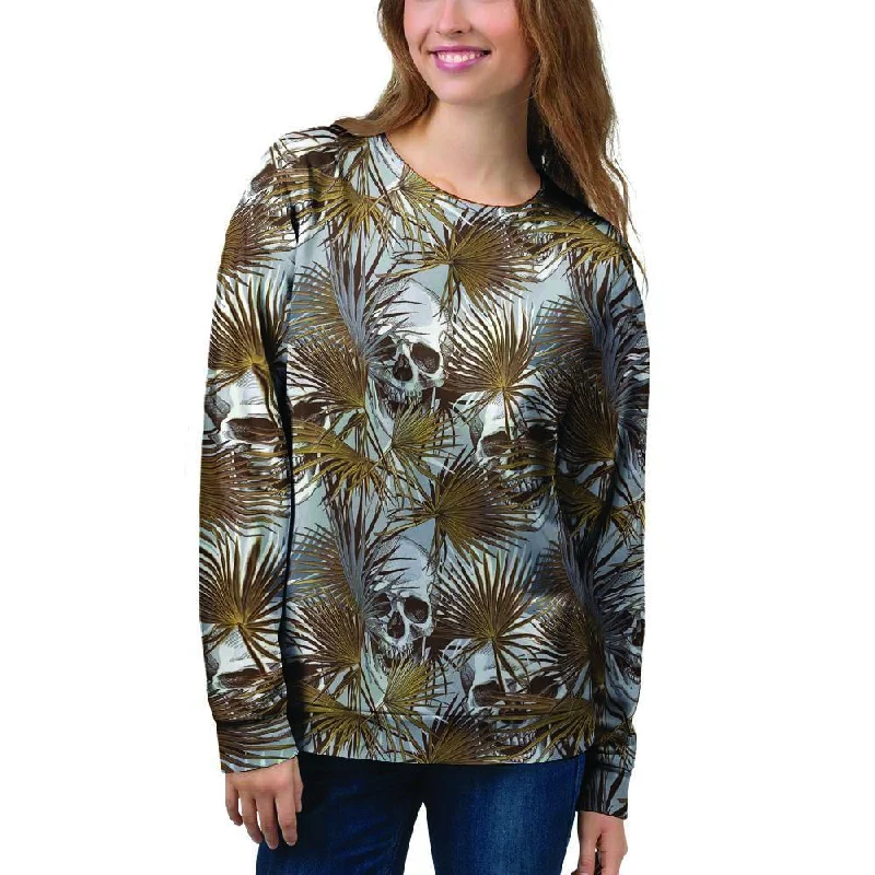 Tropical Leaf Skull Women's Sweatshirt Knitted sweaters