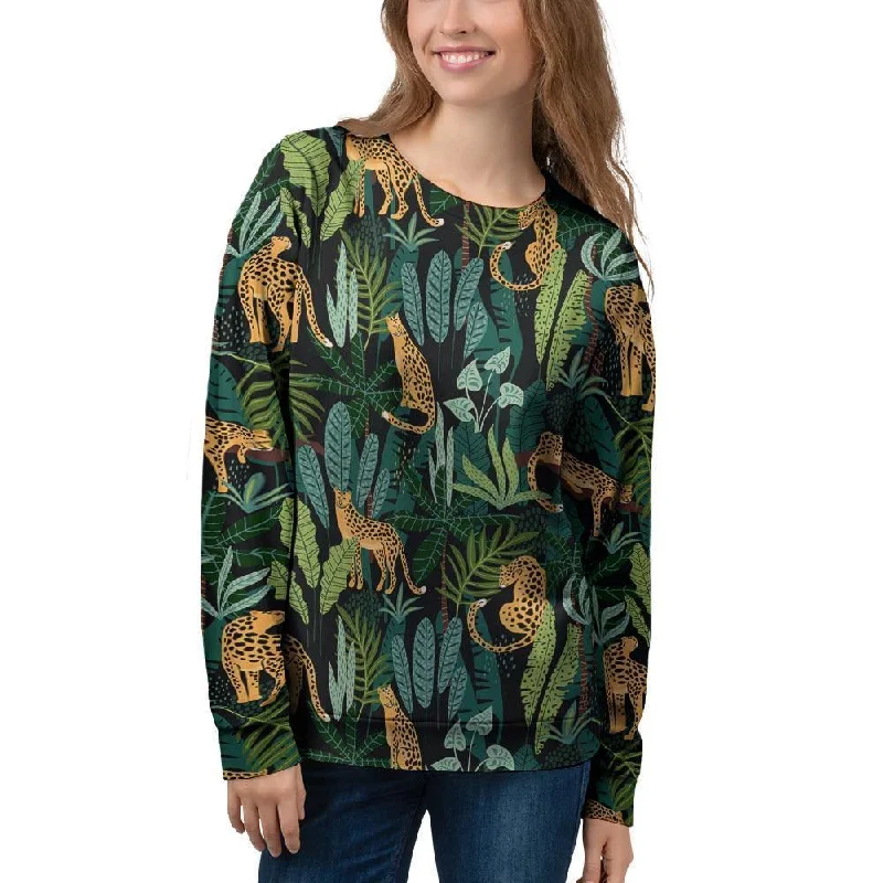 Tropical Leopard Hawaiian Print Women's Sweatshirt Cotton sweaters