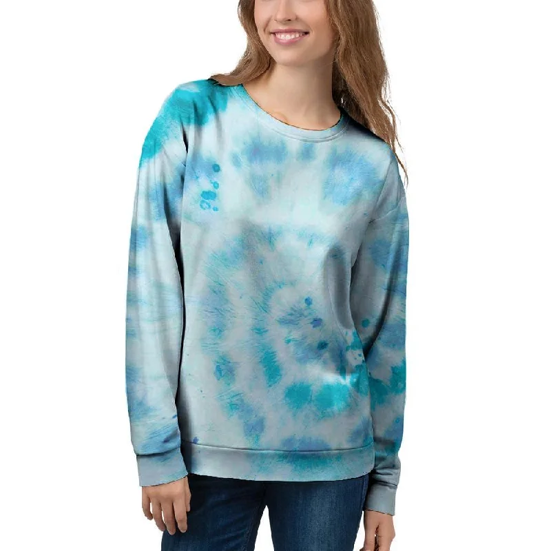 Turquoise Tie Dye Women's Sweatshirt High-end sweaters