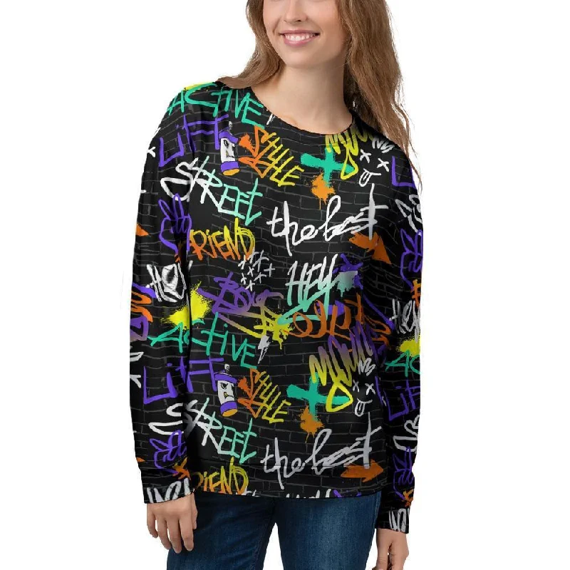 Urban Graffiti Print Women's Sweatshirt Holiday sweaters