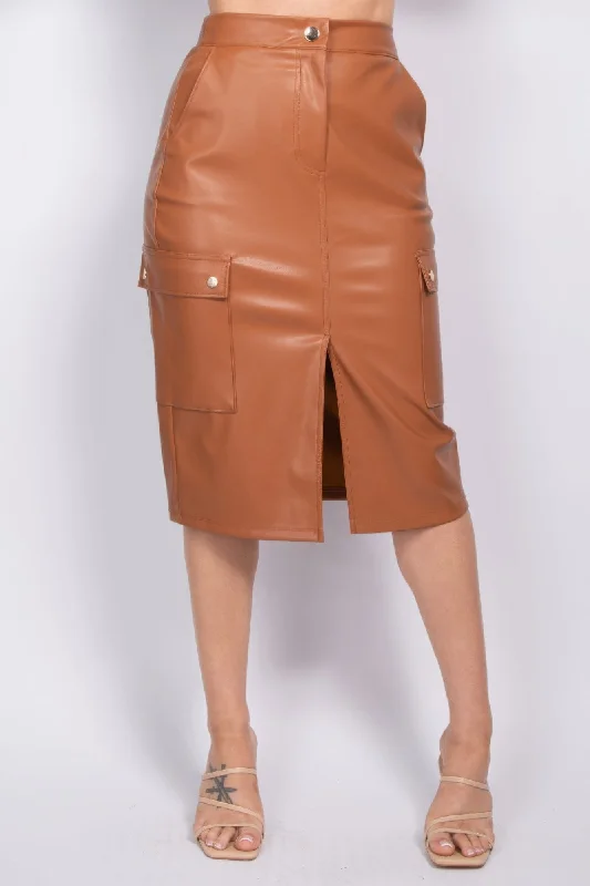 Faux Leather High-rise Cargo Skirt Spring unclassified skirts