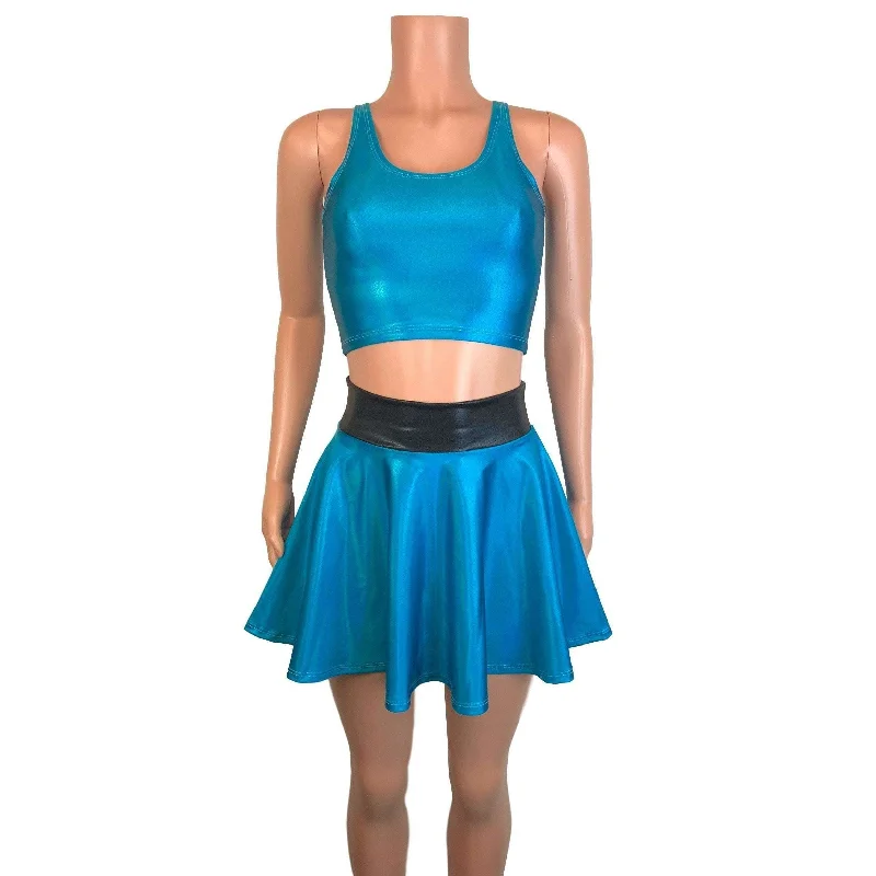 PowerPuff Girls BUBBLES Costume W/ Blue Skater Skirt and Crop Top Lightweight unclassified skirts