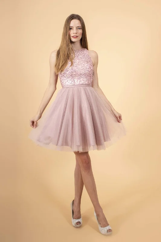 Elizabeth K - GS1610 Embroidered Pleated A-Line Cocktail Dress Best party dresses for date night