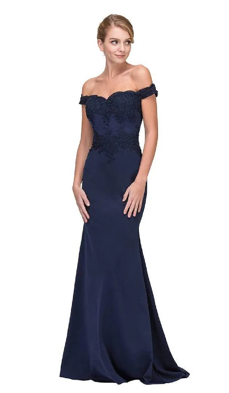 Eureka Fashion - Lace Applique Off Shoulder Jersey Mermaid Gown Women's trendy party dresses sale