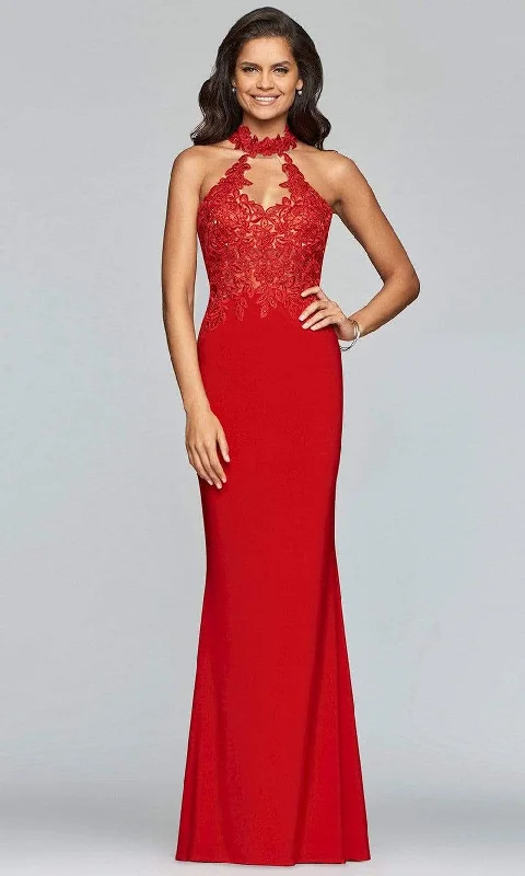 Faviana - 7750 High Halter Cutout Sheath Gown Ruffled party dresses