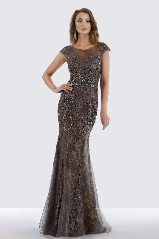 Feriani Couture - 26257 Illusion Bateau Neck Bedecked Gown Discounted party dresses