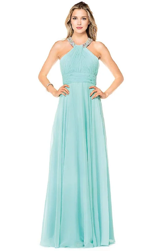 Glow by Colors - G183 Gem Beaded Halter Chiffon Evening Dress Wrap party dresses