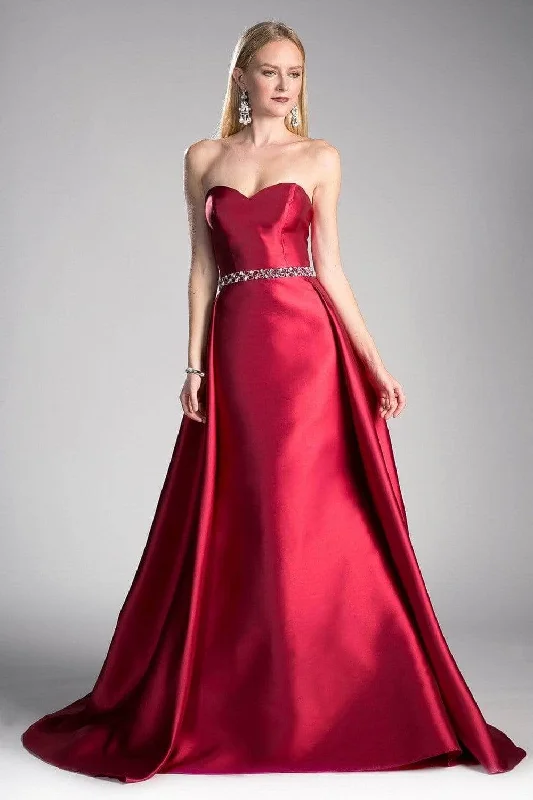 Ladivine 455 - Strapless Silk Beaded Belt and Overskirt Evening Dress High-end party dresses