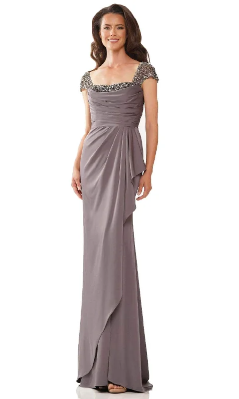 Marsoni by Colors MV1182 - Beaded Square Neck Evening Gown Knitted party dresses