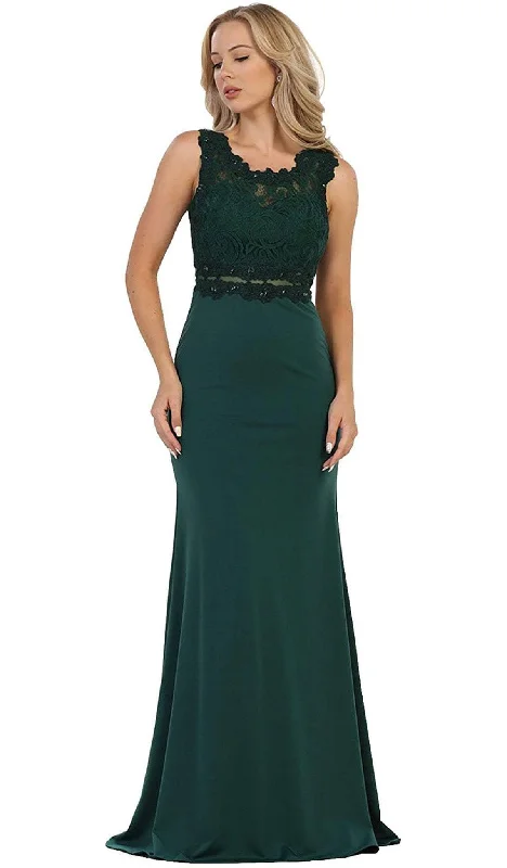 May Queen - Lace Bodice Illusion Paneled Sheath Evening Gown Minimalist party dresses