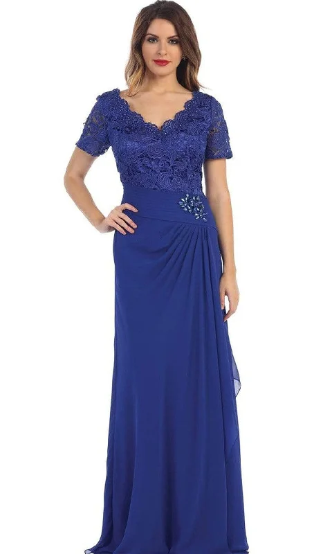 May Queen - Lace Scalloped V-neck Sheath Evening Dress New Year's Eve party dresses