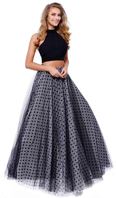 Nox Anabel - 8204 Two-Piece Halter Polka Dot Printed Evening Gown Winter party dresses