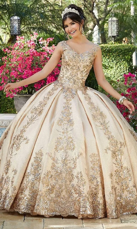 Vizcaya by Mori Lee - 60121 Cap Sleeve Embroidered Brocade Ballgown Halter party dresses