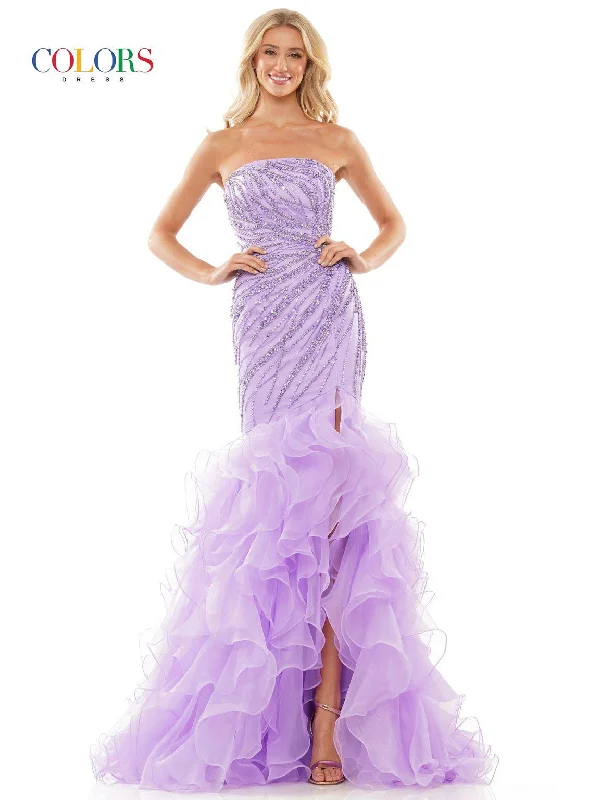 Colors 2926 Long Strapless Mermaid Prom Dress A-line maxi dresses