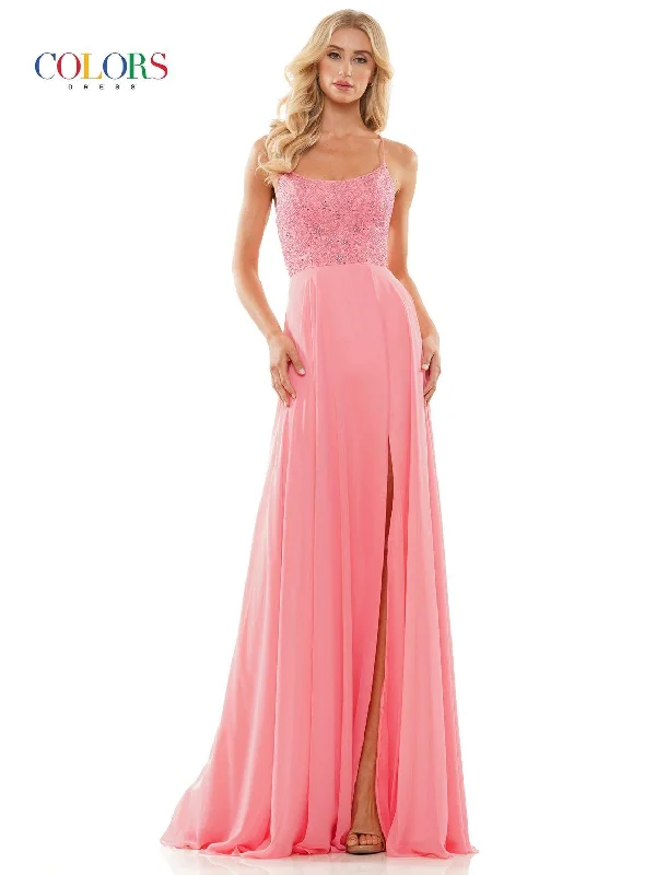 Colors 2933 Long Formal Chiffon Prom Dress Corset maxi dresses