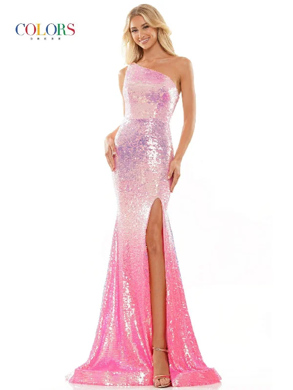 Colors 2984 Long One Shoulder Fitted Prom Dress Birthday maxi dresses