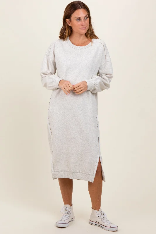 Heather Beige Sweatshirt Midi Dress Birthday midi dresses