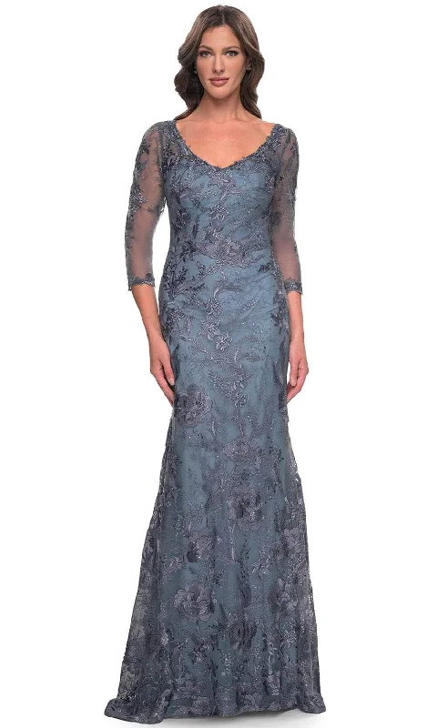 La Femme 30130SC - Floral Embroidered Sheath Evening Dress Wedding guest floral dresses