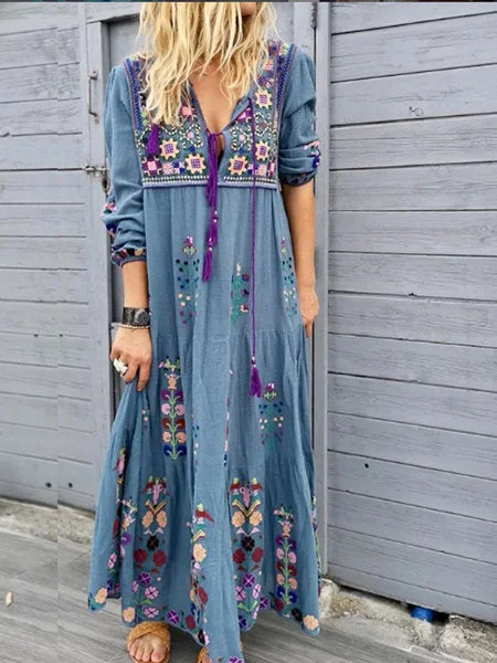 Women Long Sleeve Floral Bohemia Dress Zara floral dresses