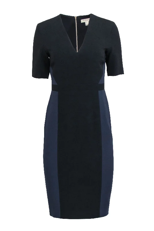 Burberry - Navy & Black Two Tone Sheath Dress Sz 6 Vintage unclassified dresses