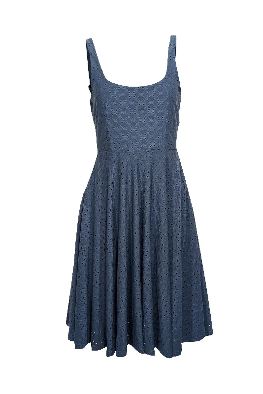 Hutch - Blue Eyelet Textured Sleeveless Keyhole Back Dress Sz S Chic unclassified dresses